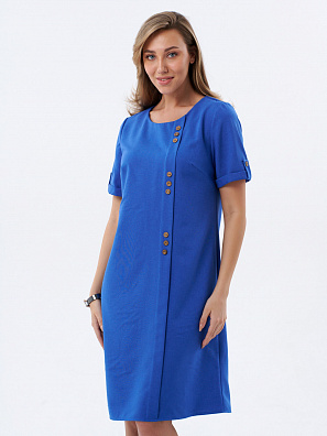 Платье летнее с пуговицами синее 